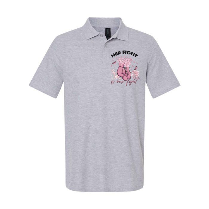 Breast Cancer Awareness Her Fight Is Our Fight Pink Ribbon Boxing Gloves Softstyle Adult Sport Polo