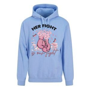 Breast Cancer Awareness Her Fight Is Our Fight Pink Ribbon Boxing Gloves Unisex Surf Hoodie