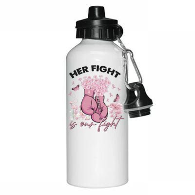 Breast Cancer Awareness Her Fight Is Our Fight Pink Ribbon Boxing Gloves Aluminum Water Bottle 