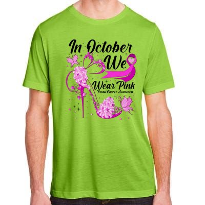 Breast Cancer Awareness In October We Wear Pink Flower High Heels Adult ChromaSoft Performance T-Shirt