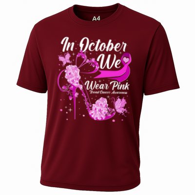 Breast Cancer Awareness In October We Wear Pink Flower High Heels Performance Shirt