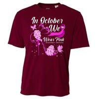 Breast Cancer Awareness In October We Wear Pink Flower High Heels Cooling Performance Crew T-Shirt