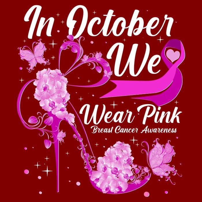Breast Cancer Awareness In October We Wear Pink Flower High Heels Cooling Performance Crew T-Shirt