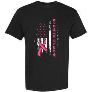 Breast Cancer Awareness Ribbon Usa American Flag Garment-Dyed Heavyweight T-Shirt