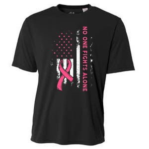 Breast Cancer Awareness Ribbon Usa American Flag Cooling Performance Crew T-Shirt