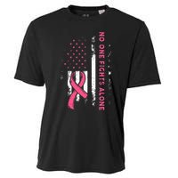 Breast Cancer Awareness Ribbon Usa American Flag Cooling Performance Crew T-Shirt