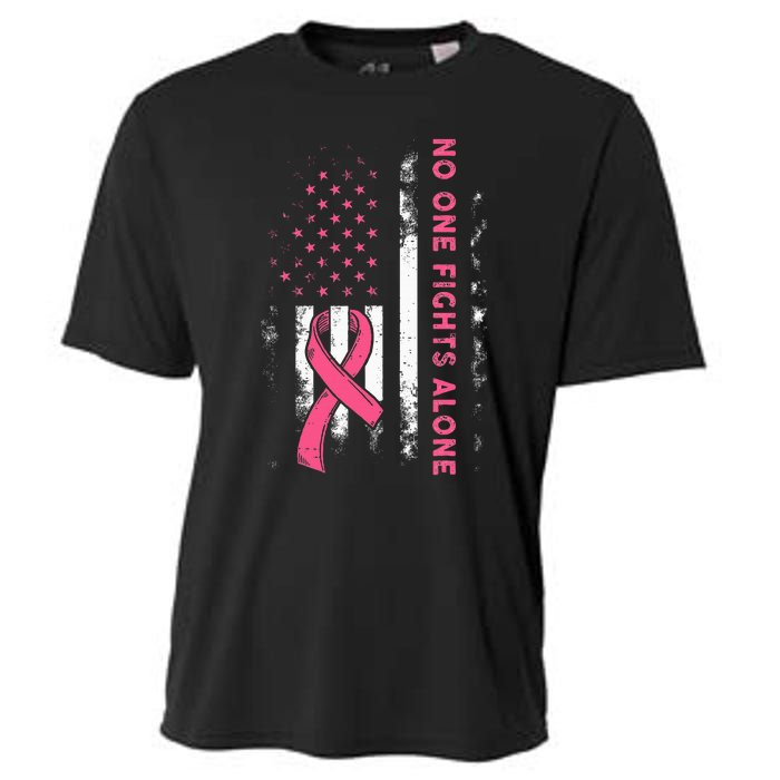 Breast Cancer Awareness Ribbon Usa American Flag Cooling Performance Crew T-Shirt