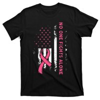 Breast Cancer Awareness Ribbon Usa American Flag T-Shirt