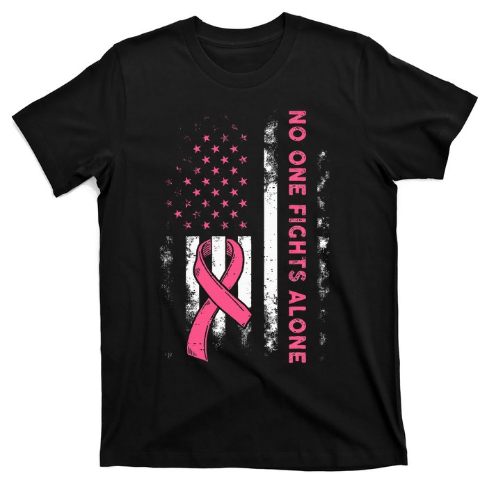 Breast Cancer Awareness Ribbon Usa American Flag T-Shirt