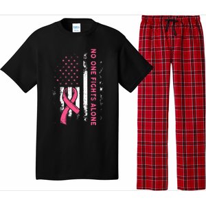 Breast Cancer Awareness Ribbon Usa American Flag Pajama Set