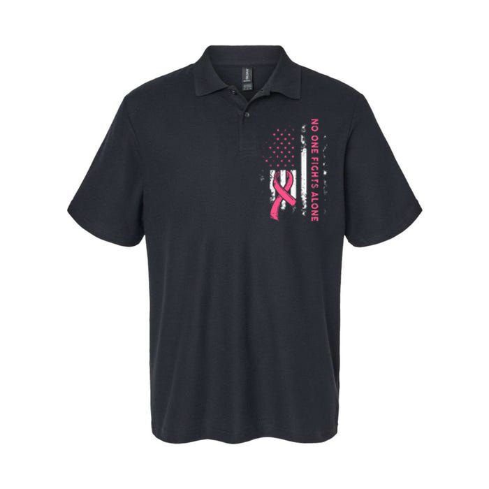 Breast Cancer Awareness Ribbon Usa American Flag Softstyle Adult Sport Polo