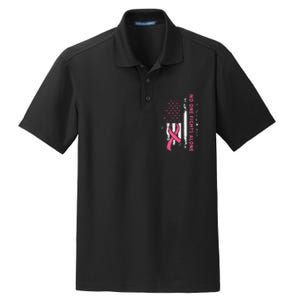 Breast Cancer Awareness Ribbon Usa American Flag Dry Zone Grid Polo