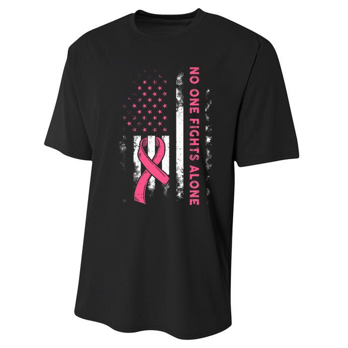 Breast Cancer Awareness Ribbon Usa American Flag Performance Sprint T-Shirt