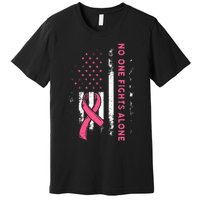 Breast Cancer Awareness Ribbon Usa American Flag Premium T-Shirt