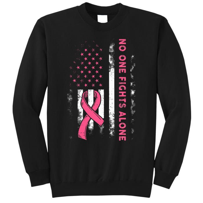 Breast Cancer Awareness Ribbon Usa American Flag Tall Sweatshirt