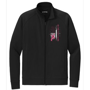 Breast Cancer Awareness Ribbon Usa American Flag Stretch Full-Zip Cadet Jacket