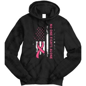 Breast Cancer Awareness Ribbon Usa American Flag Tie Dye Hoodie