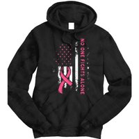 Breast Cancer Awareness Ribbon Usa American Flag Tie Dye Hoodie