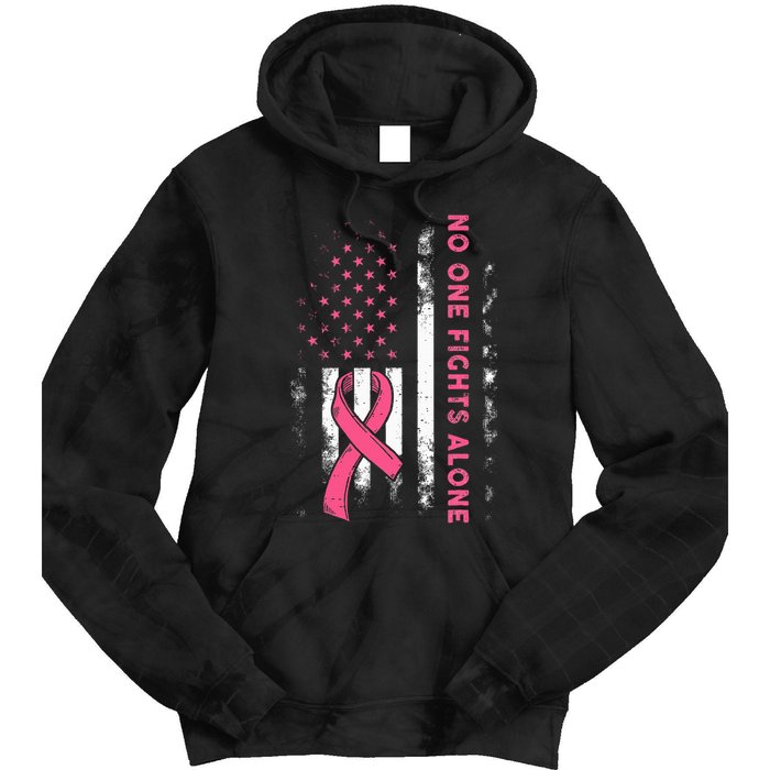 Breast Cancer Awareness Ribbon Usa American Flag Tie Dye Hoodie