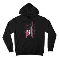 Breast Cancer Awareness Ribbon Usa American Flag Tall Hoodie