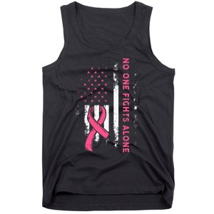 Breast Cancer Awareness Ribbon Usa American Flag Tank Top