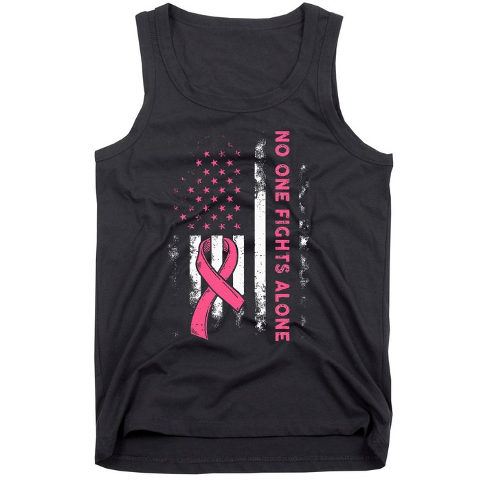 Breast Cancer Awareness Ribbon Usa American Flag Tank Top