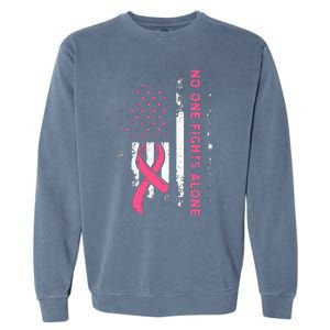 Breast Cancer Awareness Ribbon Usa American Flag Garment-Dyed Sweatshirt