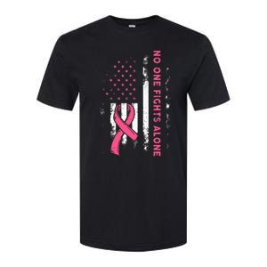 Breast Cancer Awareness Ribbon Usa American Flag Softstyle CVC T-Shirt