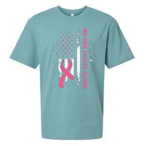 Breast Cancer Awareness Ribbon Usa American Flag Sueded Cloud Jersey T-Shirt