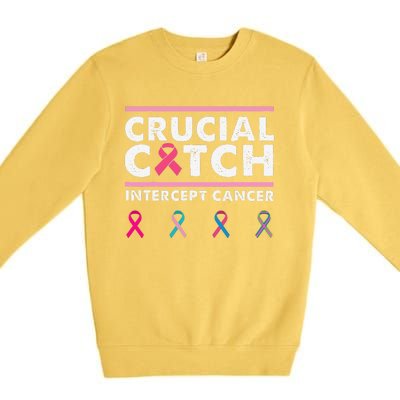 Breast Cancer Awareness Crucial A Catch Intercept Cancer Premium Crewneck Sweatshirt