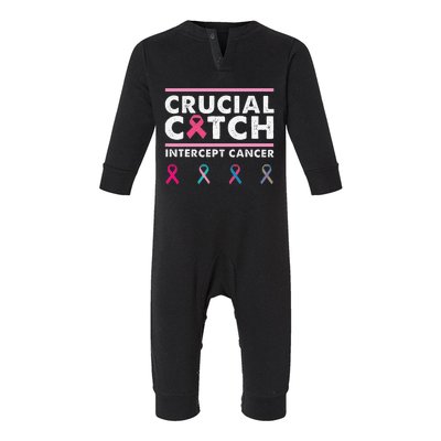 Breast Cancer Awareness Crucial A Catch Intercept Cancer Infant Fleece One Piece