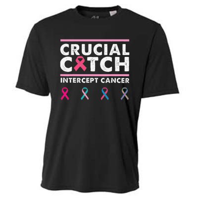 Breast Cancer Awareness Crucial A Catch Intercept Cancer Cooling Performance Crew T-Shirt