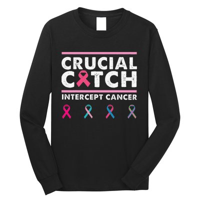 Breast Cancer Awareness Crucial A Catch Intercept Cancer Long Sleeve Shirt