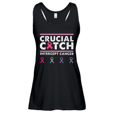 Breast Cancer Awareness Crucial A Catch Intercept Cancer Ladies Essential Flowy Tank