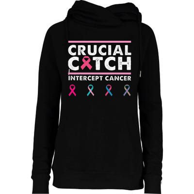 Breast Cancer Awareness Crucial A Catch Intercept Cancer Womens Funnel Neck Pullover Hood