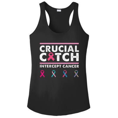 Breast Cancer Awareness Crucial A Catch Intercept Cancer Ladies PosiCharge Competitor Racerback Tank