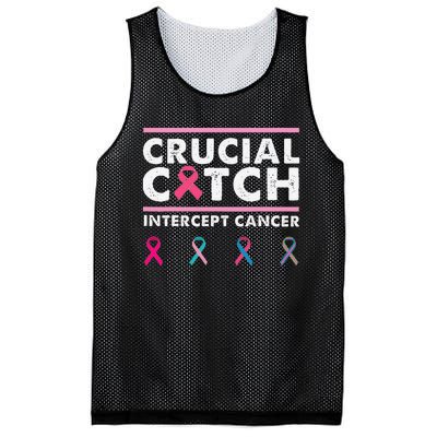 Breast Cancer Awareness Crucial A Catch Intercept Cancer Mesh Reversible Basketball Jersey Tank