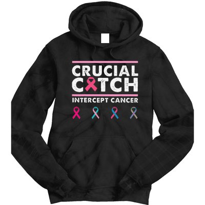 Breast Cancer Awareness Crucial A Catch Intercept Cancer Tie Dye Hoodie