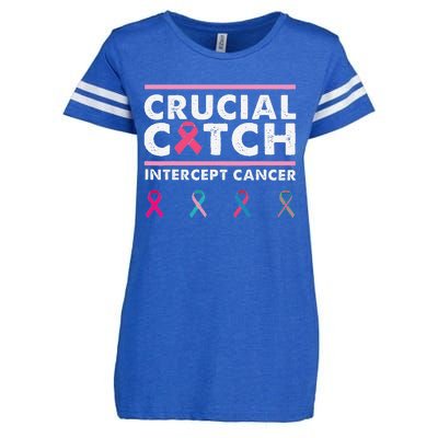 Breast Cancer Awareness Crucial A Catch Intercept Cancer Enza Ladies Jersey Football T-Shirt