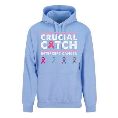 Breast Cancer Awareness Crucial A Catch Intercept Cancer Unisex Surf Hoodie