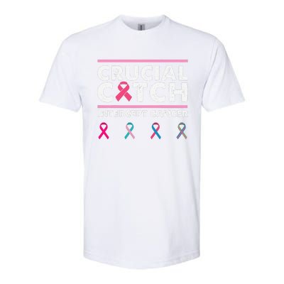 Breast Cancer Awareness Crucial A Catch Intercept Cancer Softstyle CVC T-Shirt