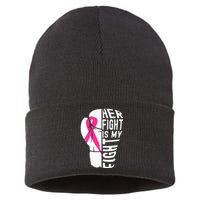 Breast Cancer Awareness Husband Support Squad Sustainable Knit Beanie