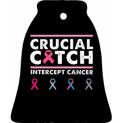 Breast Cancer Awareness Crucial A Catch Intercept Cancer Ceramic Bell Ornament