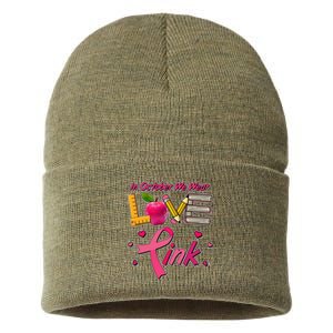 Breast Cancer Awareness In October We Wear Pink Teacher Love Sustainable Knit Beanie