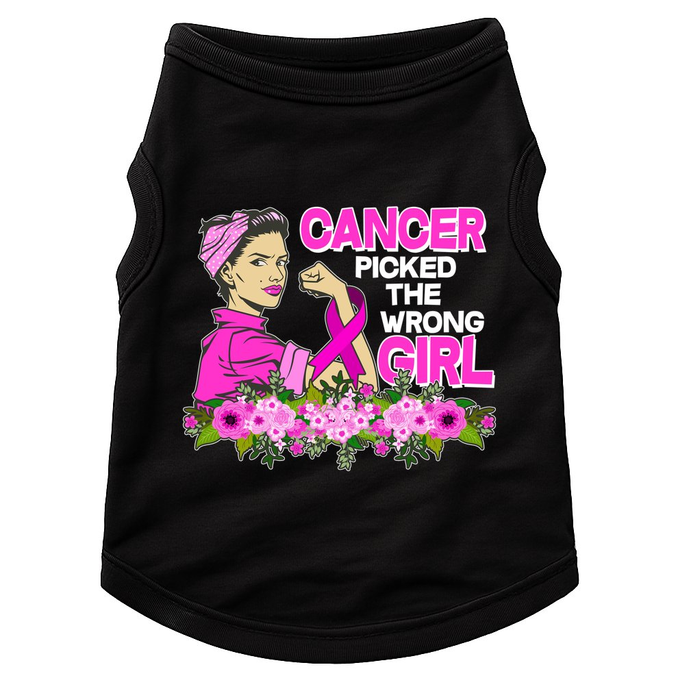 Breast Cancer Awareness Cancer Picked The Wrong Girl Warrior Doggie Tank