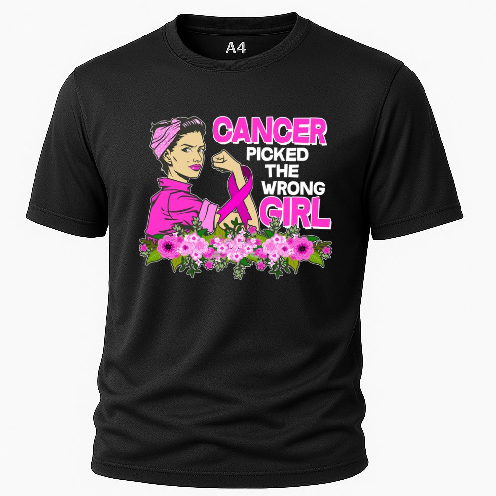 Breast Cancer Awareness Cancer Picked The Wrong Girl Warrior Cooling Performance Crew T-Shirt