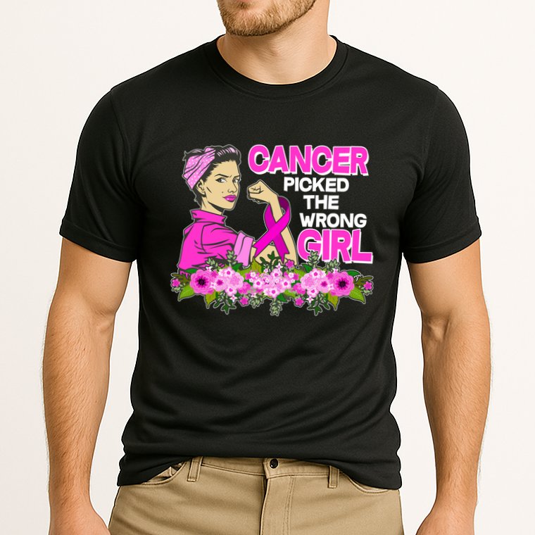 Breast Cancer Awareness Cancer Picked The Wrong Girl Warrior Cooling Performance Crew T-Shirt
