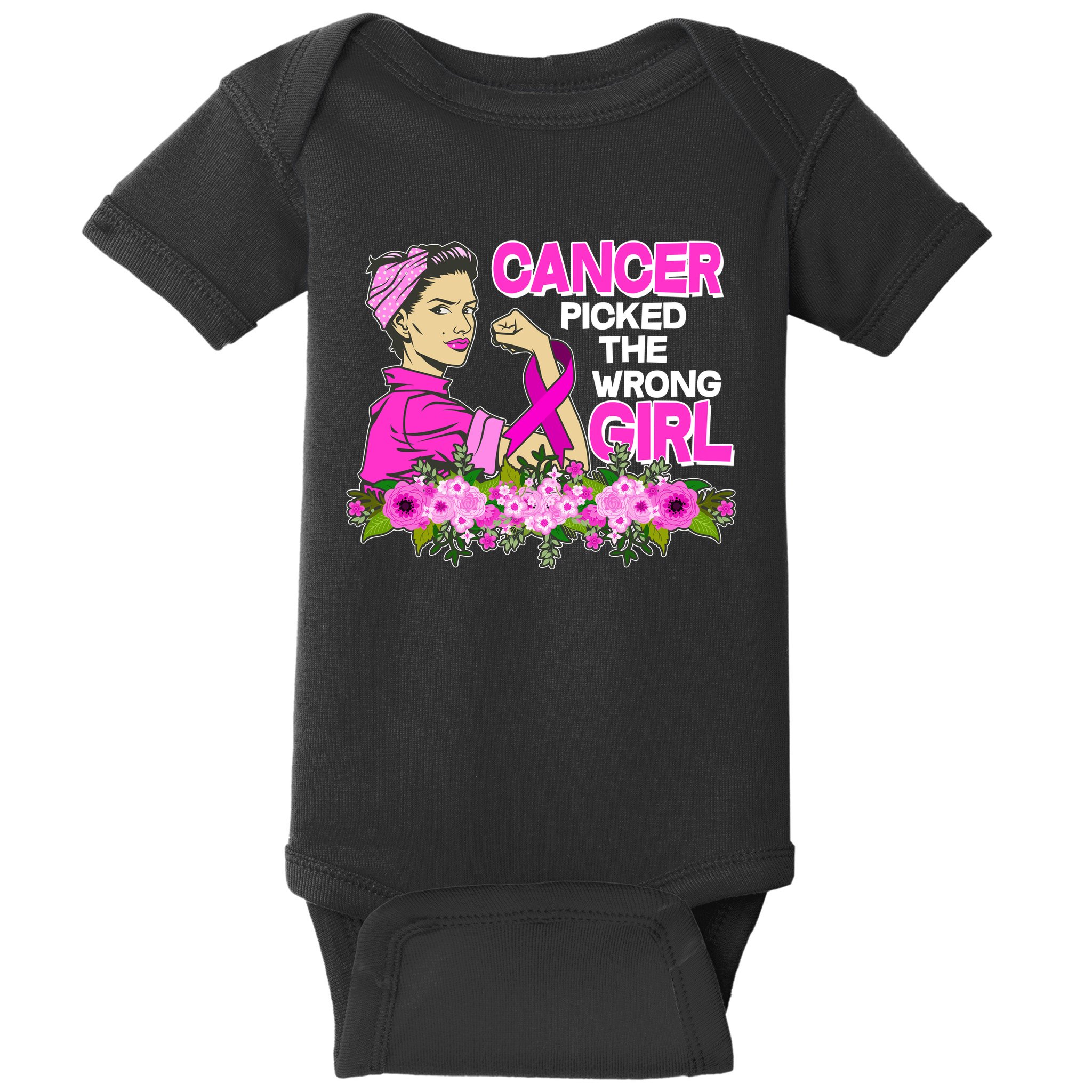 Breast Cancer Awareness Cancer Picked The Wrong Girl Warrior Baby Bodysuit