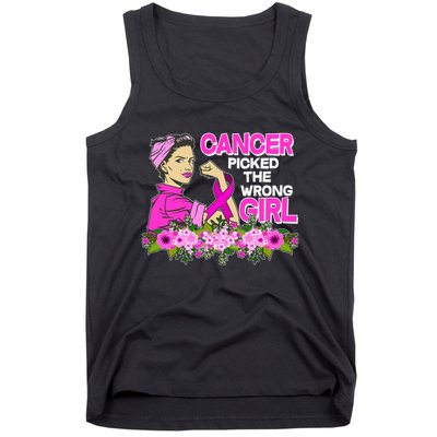Breast Cancer Awareness Cancer Picked The Wrong Girl Warrior Tank Top