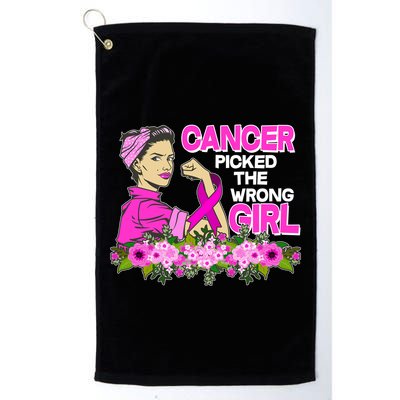 Breast Cancer Awareness Cancer Picked The Wrong Girl Warrior Golf Towel